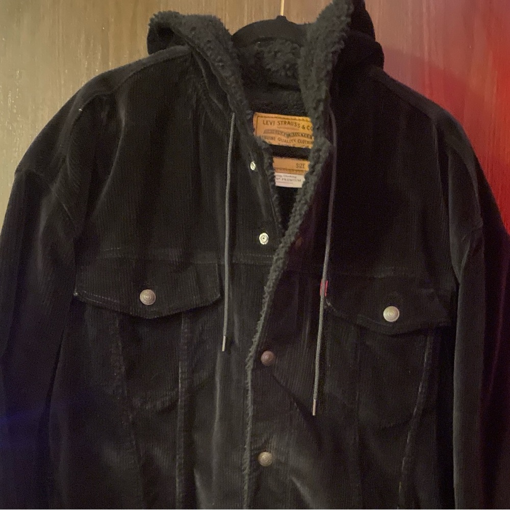 Levi’s Black corduroy hooded jacket